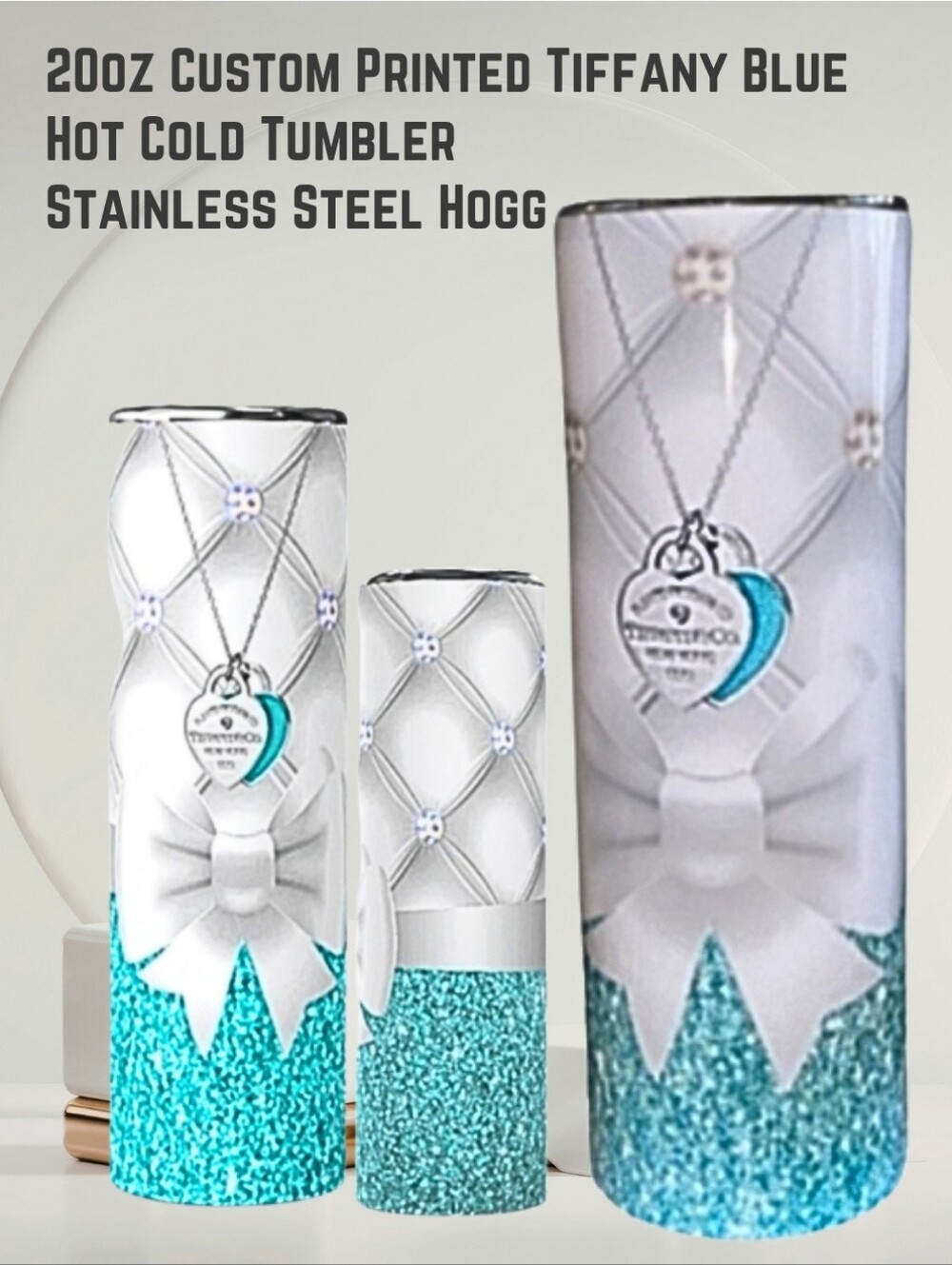 20oz Custom Printed Tiffany Blue Hot Cold Tumbler Stainless Steel Hogg